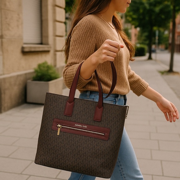 🎁 Michael Kors KENLY Large Travel Tote Handbag Merlot Msrp: $498.00 - Picture 1 of 5